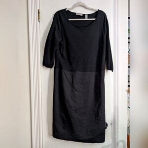 Kate Hill Dress Black 3/4 Sleeve Top Merino Wool Bottom Lined Long Zip Size 14